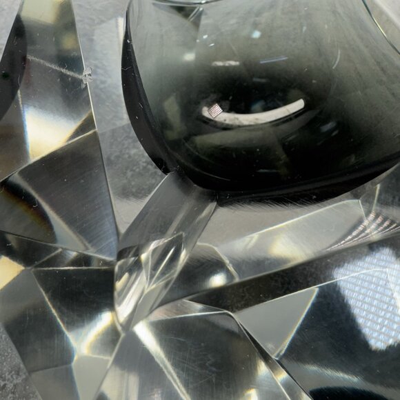 Murano Ashtray Mid Century Modern Faceted Grey Black Amber Glass Art Bowl - Picture 9 of 15